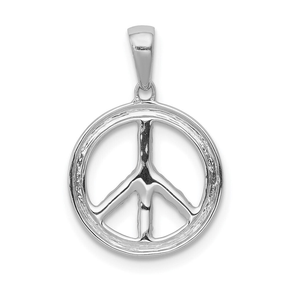 14k White Gold Diamond Peace Sign Pendant for Women