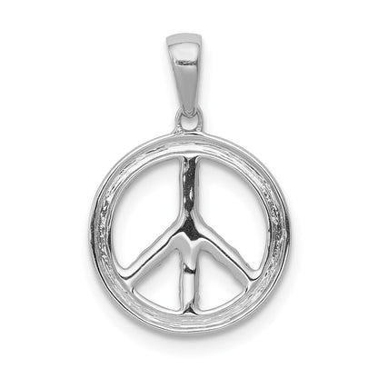 14k White Gold Diamond Peace Sign Pendant for Women