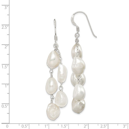 Sterling Silver Polished Freshwater Cultured Pearl Two-Strand Dangle Earrings