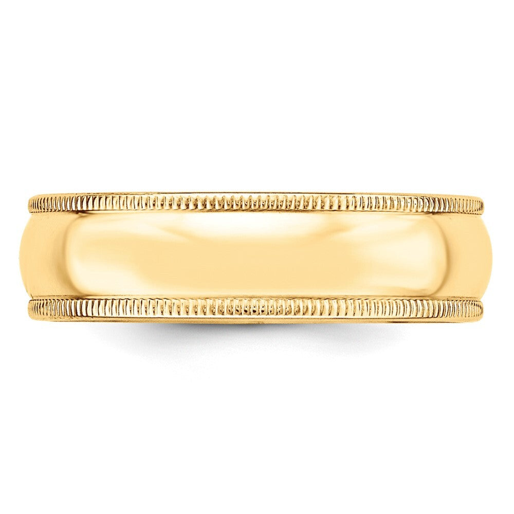 14K Yellow Gold 6mm Lightweight Milgrain Half Round Wedding Band Ring Size 7