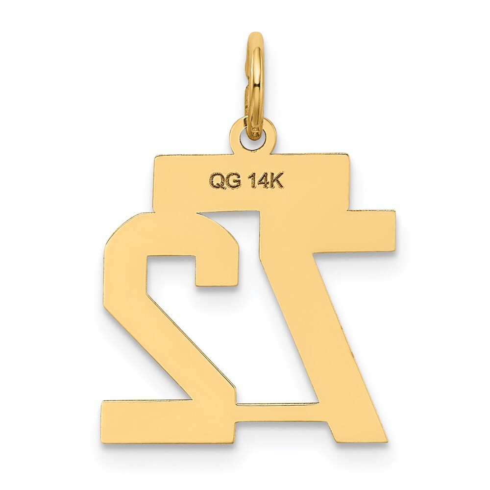 14k Yellow Gold Small Satin Number 72 Charm Pendant for Women