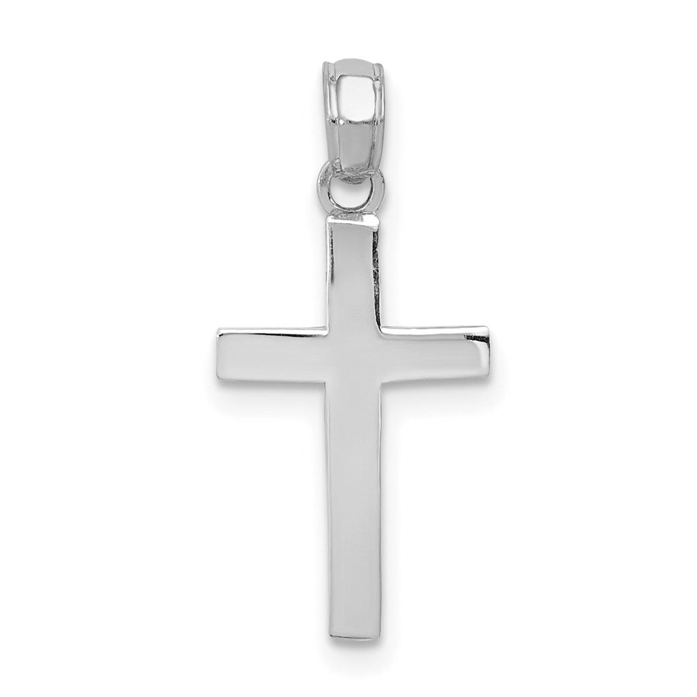 14k White Gold Beveled Cross Charm Pendant for Women