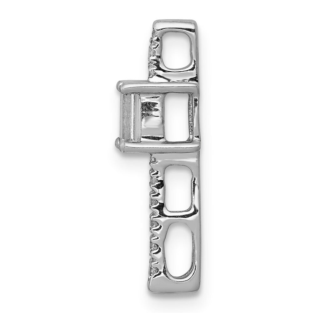 14k White Gold Diamond and .24 Sapphire Fancy Chain Slide Pendant for Women