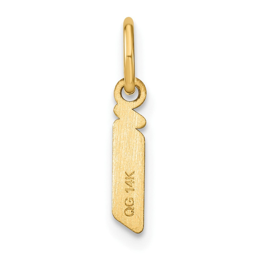 14k Yellow Gold Lowercase Letter I Initial Pendant for Women
