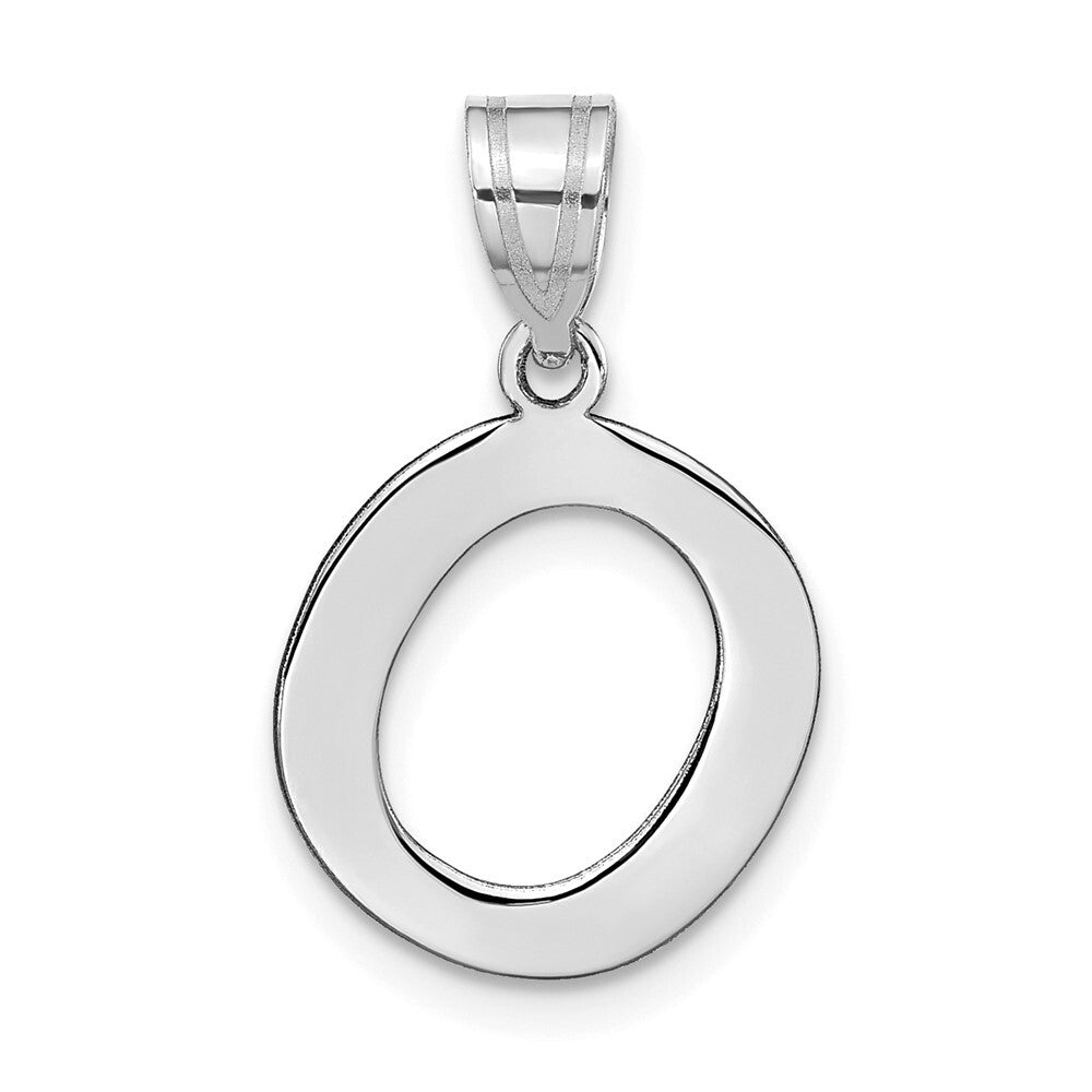 14k White Gold Polished Bubble Letter O Initial Pendant for Women