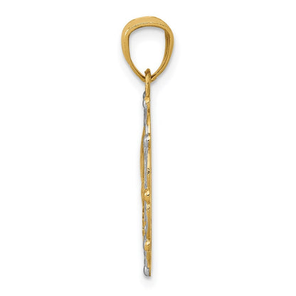 14k Yellow Gold w/Rhodium Baptism Pendant