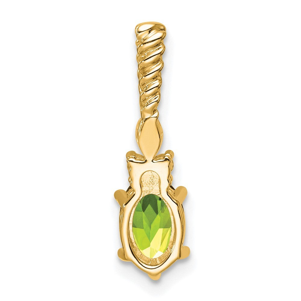 14k Yellow Gold Polished Diamond and Peridot Twisted Chain Slide