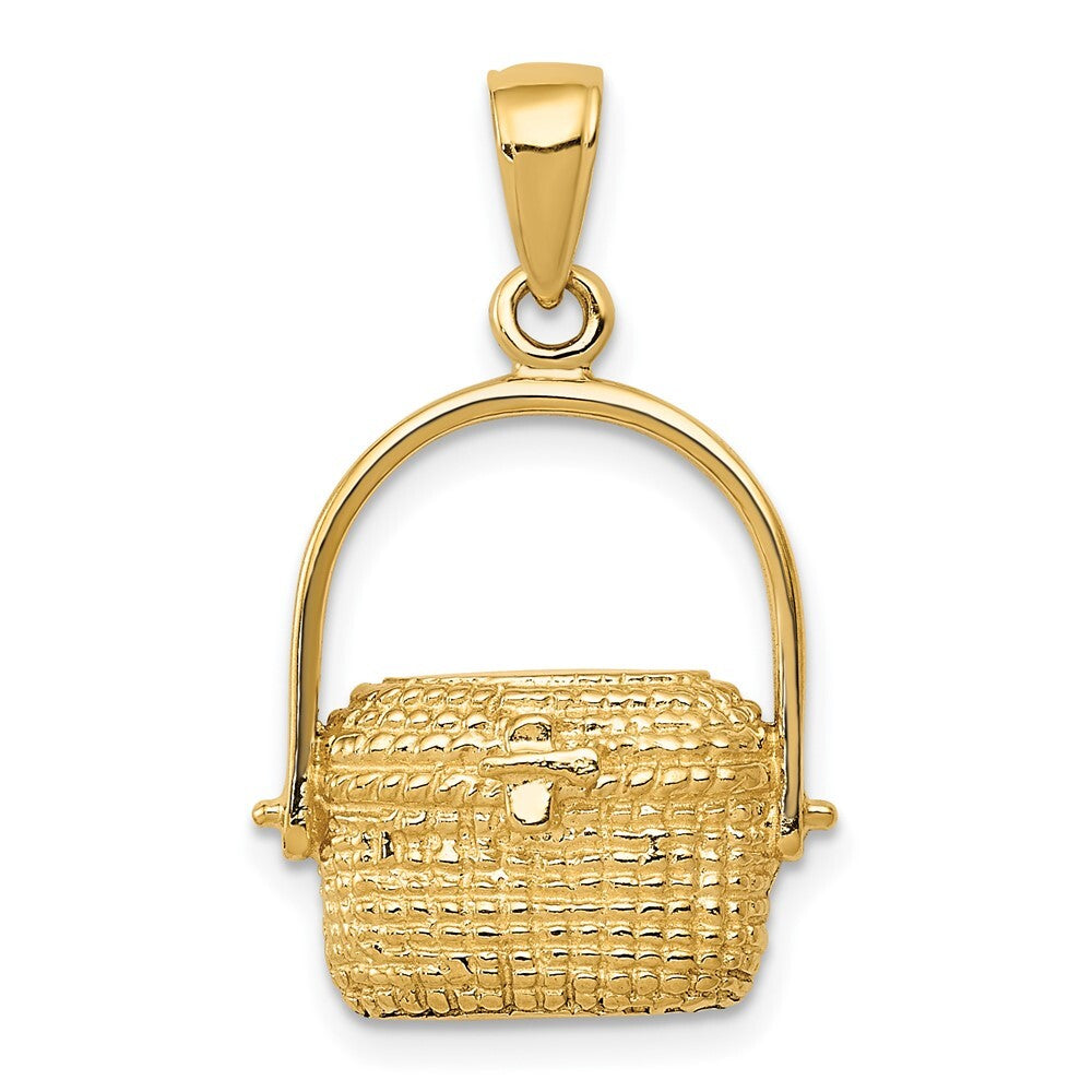 14k Yellow Gold Large Nantucket Basket Pendant for Women