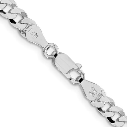 Sterling Silver Rhodium-plated 5mm Beveled Curb Chain Necklace
