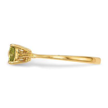 14K Yellow Gold Gold Polished Peridot Bow Ring