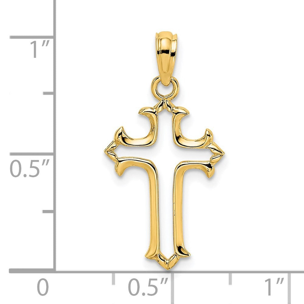 14k Yellow Gold Cut-Out Cross Charm Pendant