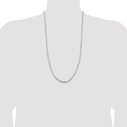 Sterling Silver Rhodium-plated 3.25mm Beveled Oval Cable Chain