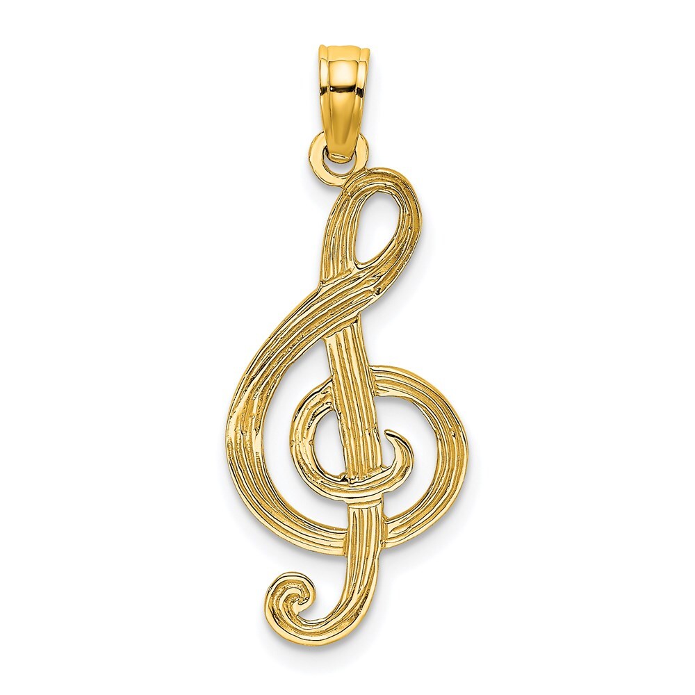 14k Yellow Gold Treble Clef Charm Pendant for Women