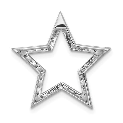14k White Gold Large Diamond Star Chain Slide Pendant for Women