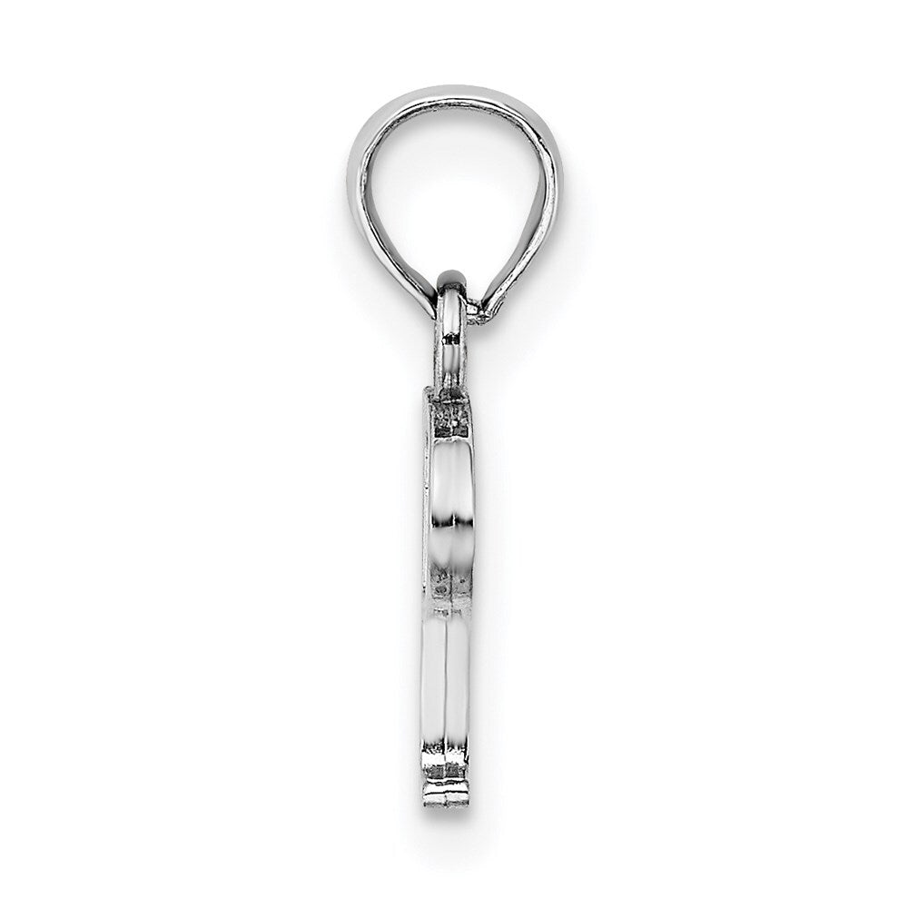 14k White Gold Polished Block Letter P Initial Pendant for Women