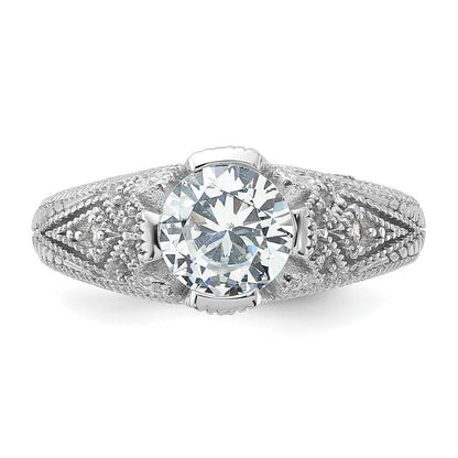 Sterling Silver Rhodium-plated Cubic Zirconia Antique Style Ring Size 6