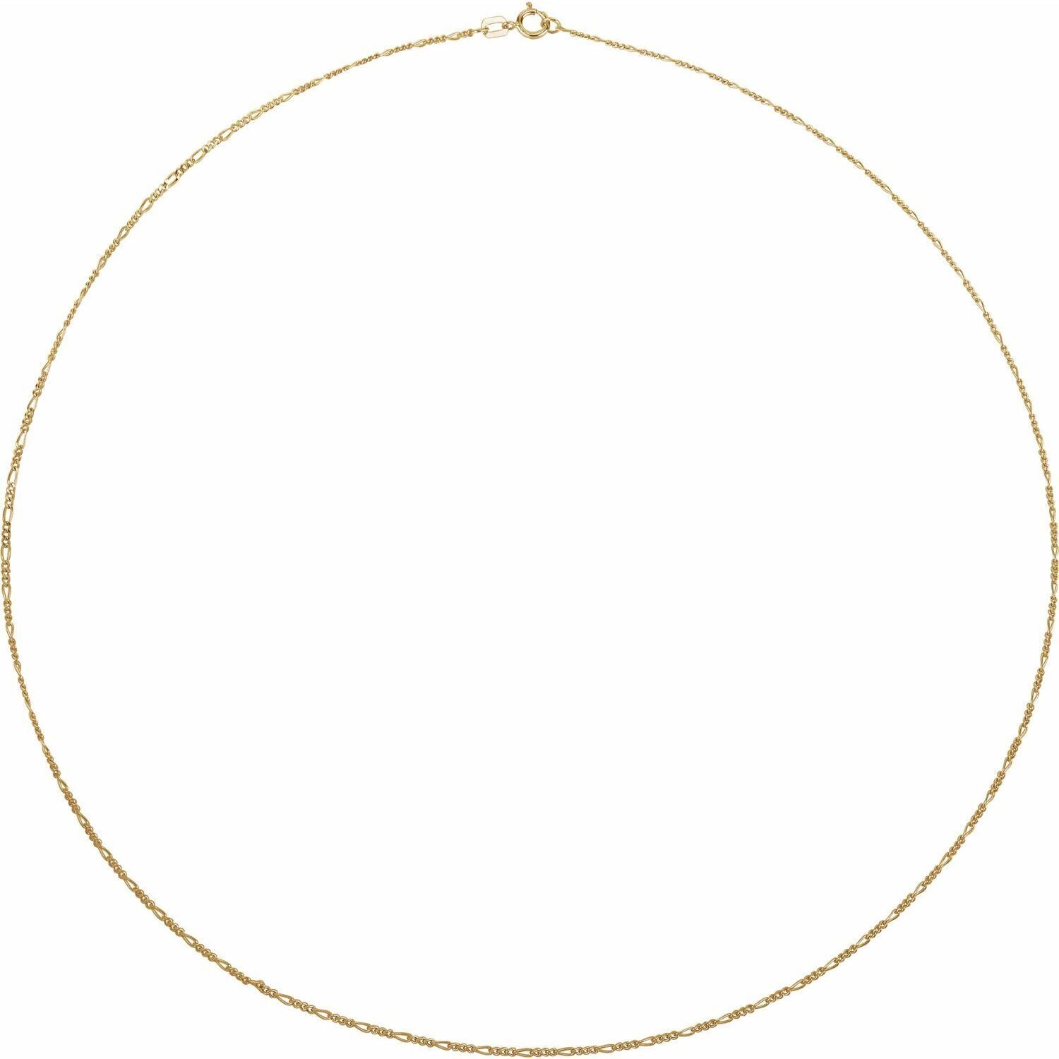 14k Yellow Gold 1.28 mm Figaro 16" Chain Necklace Fine Gift for Women