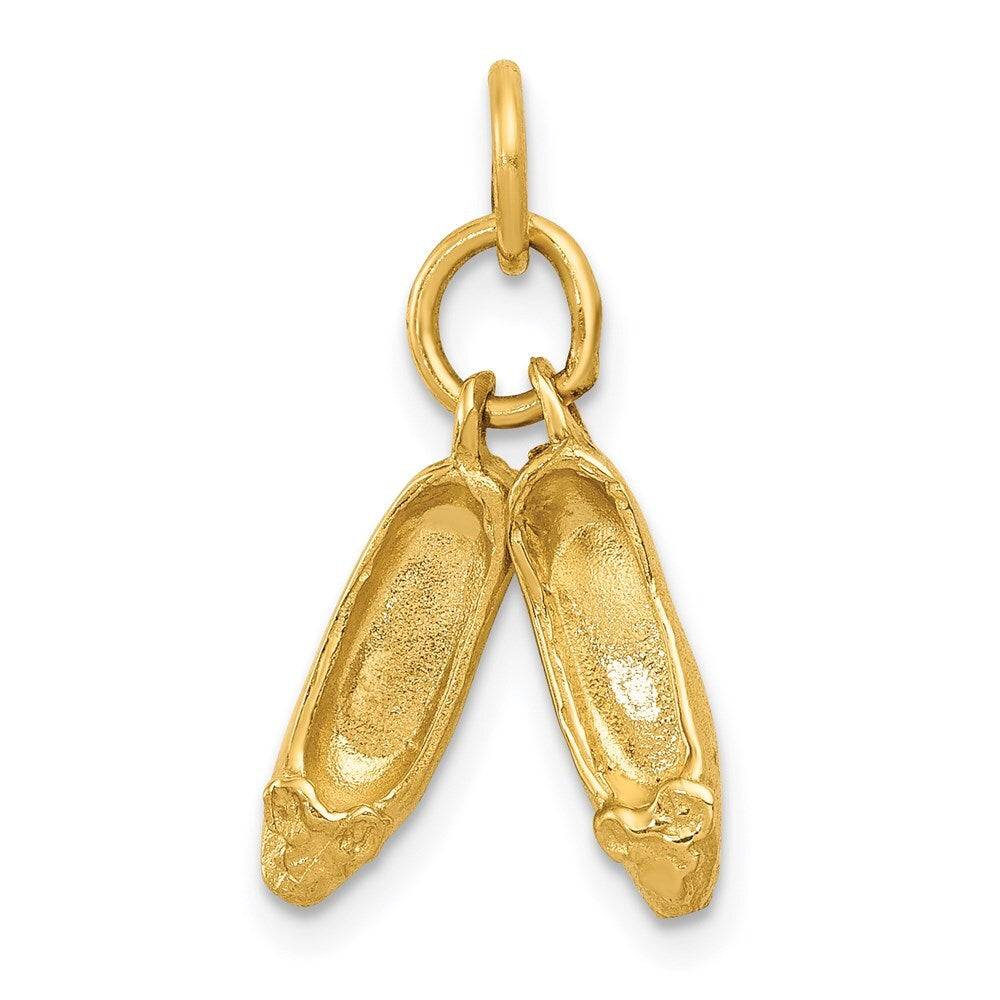14k Yellow Gold 3D Ballet Slippers Charm Pendant for Women