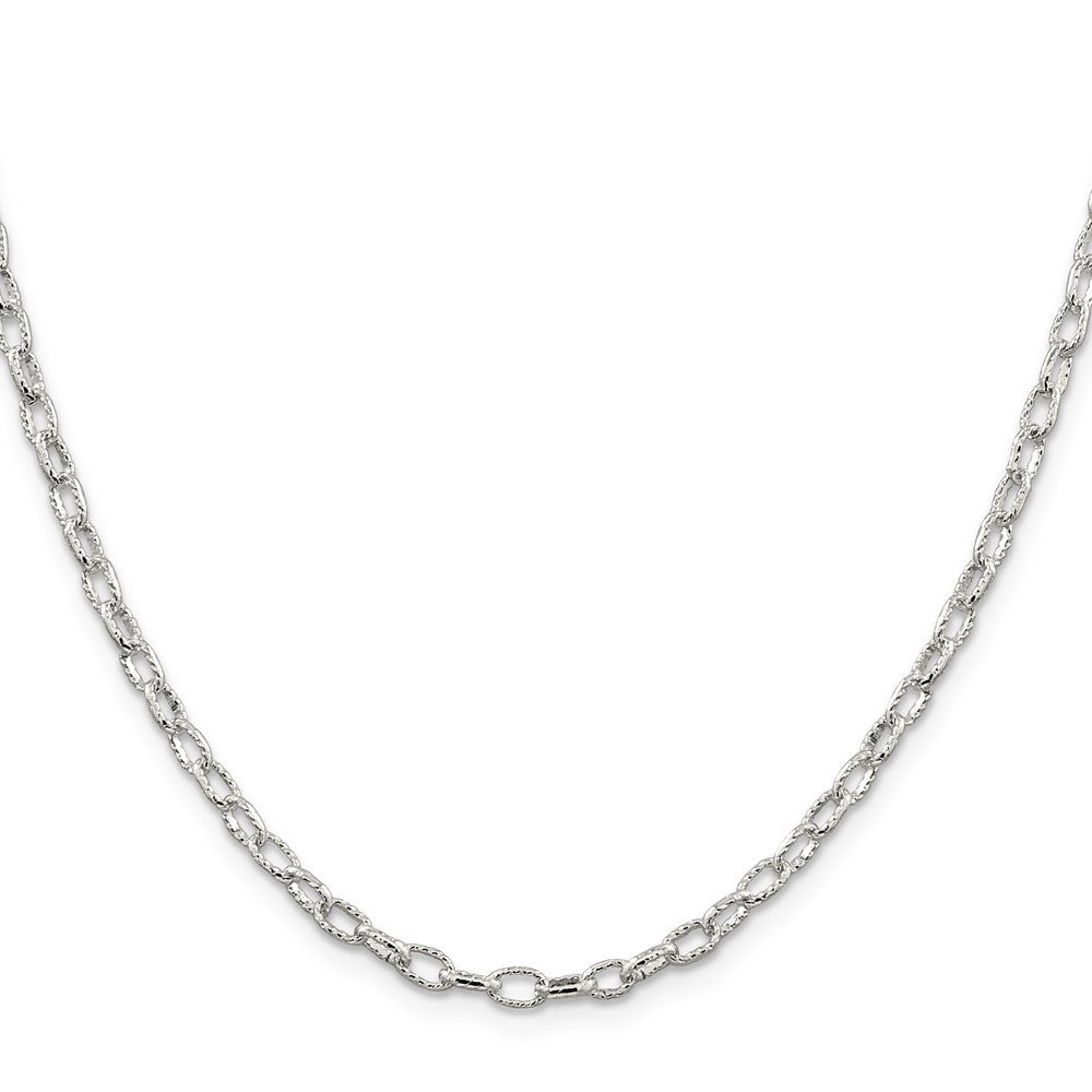 Sterling Silver 3.75mm Fancy Patterned Rolo Chain Necklace