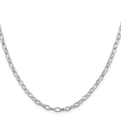 Sterling Silver 3.75mm Fancy Patterned Rolo Chain Necklace