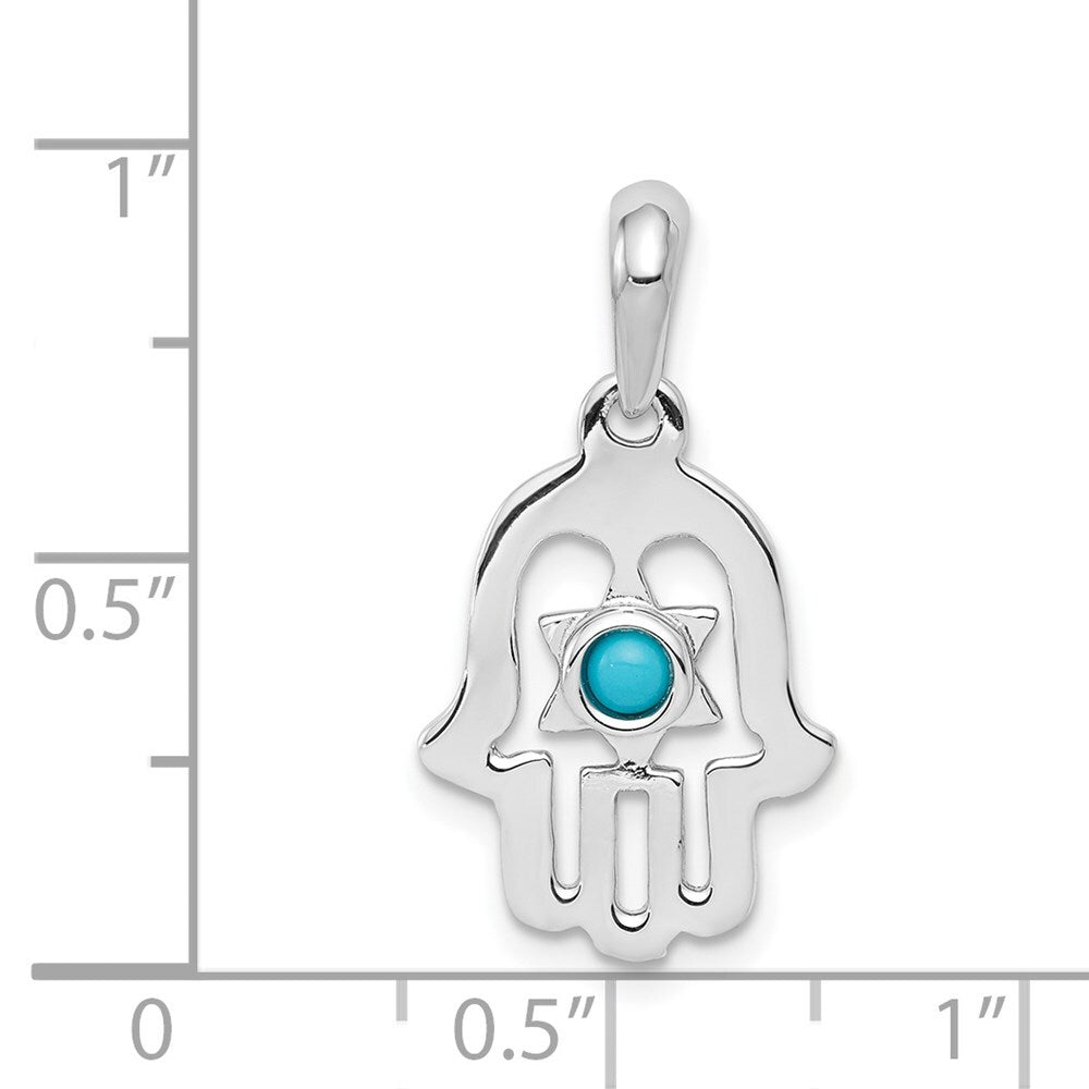 14k White Gold Turquoise Chamseh Pendant for Women