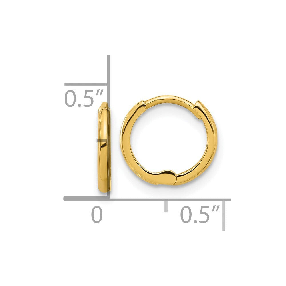 14k Yellow Gold Polished 1.45x11mm Hinged Huggie Hoop Earrings Gift for Women