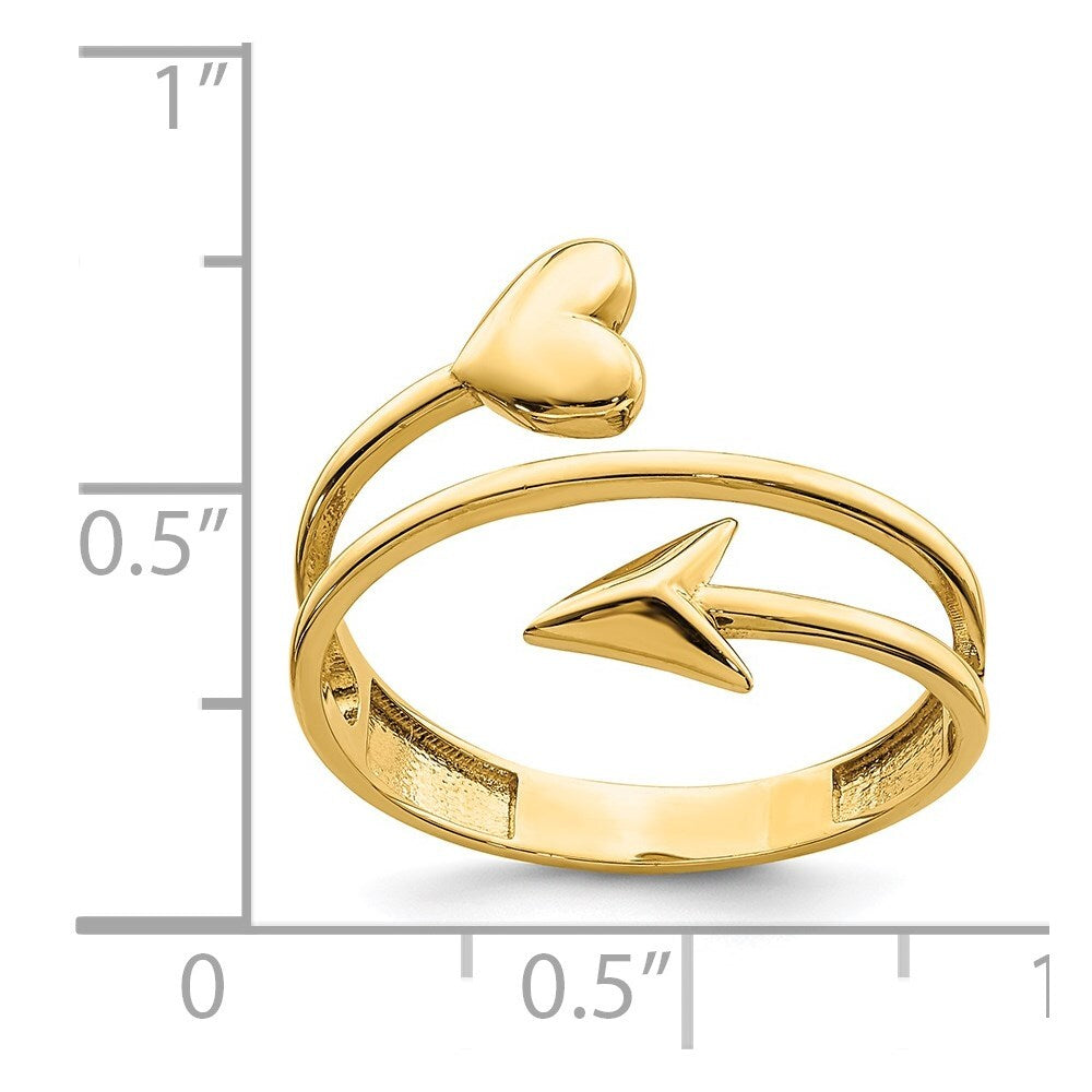 14K Yellow Gold Heart and Arrow Ring Size 7