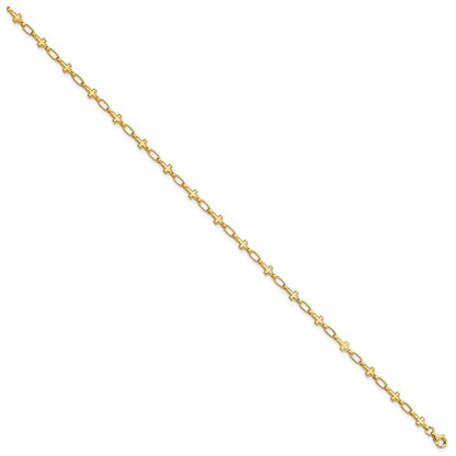 Sterling Silver Gold-tone Cross 9.75in Anklet