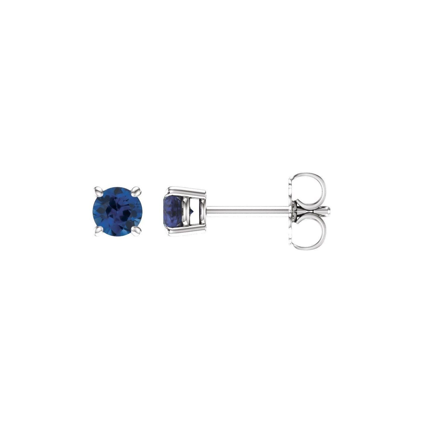 14k White Gold 4 mm Natural Blue Sapphire Stud Earrings Fine Jewelry for Women