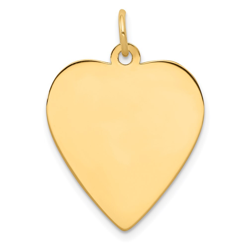 14k Yellow Gold Plain .027 Gauge Engravable Heart Disc Charm Pendant for Women