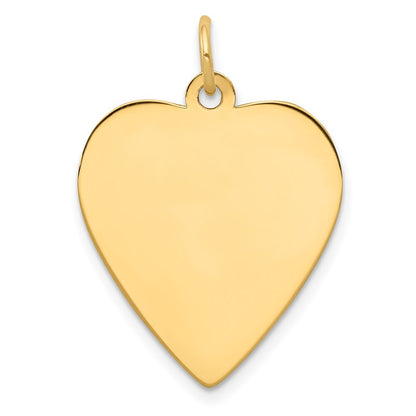 14k Yellow Gold Plain .027 Gauge Engravable Heart Disc Charm Pendant for Women