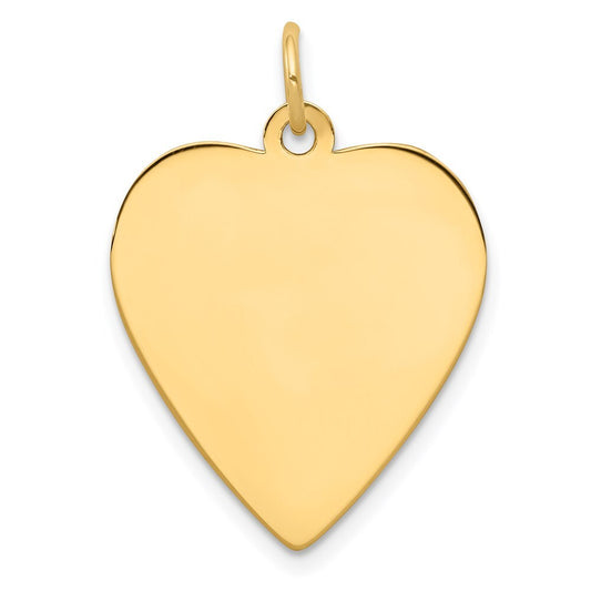 14k Yellow Gold Plain .027 Gauge Engravable Heart Disc Charm Pendant for Women