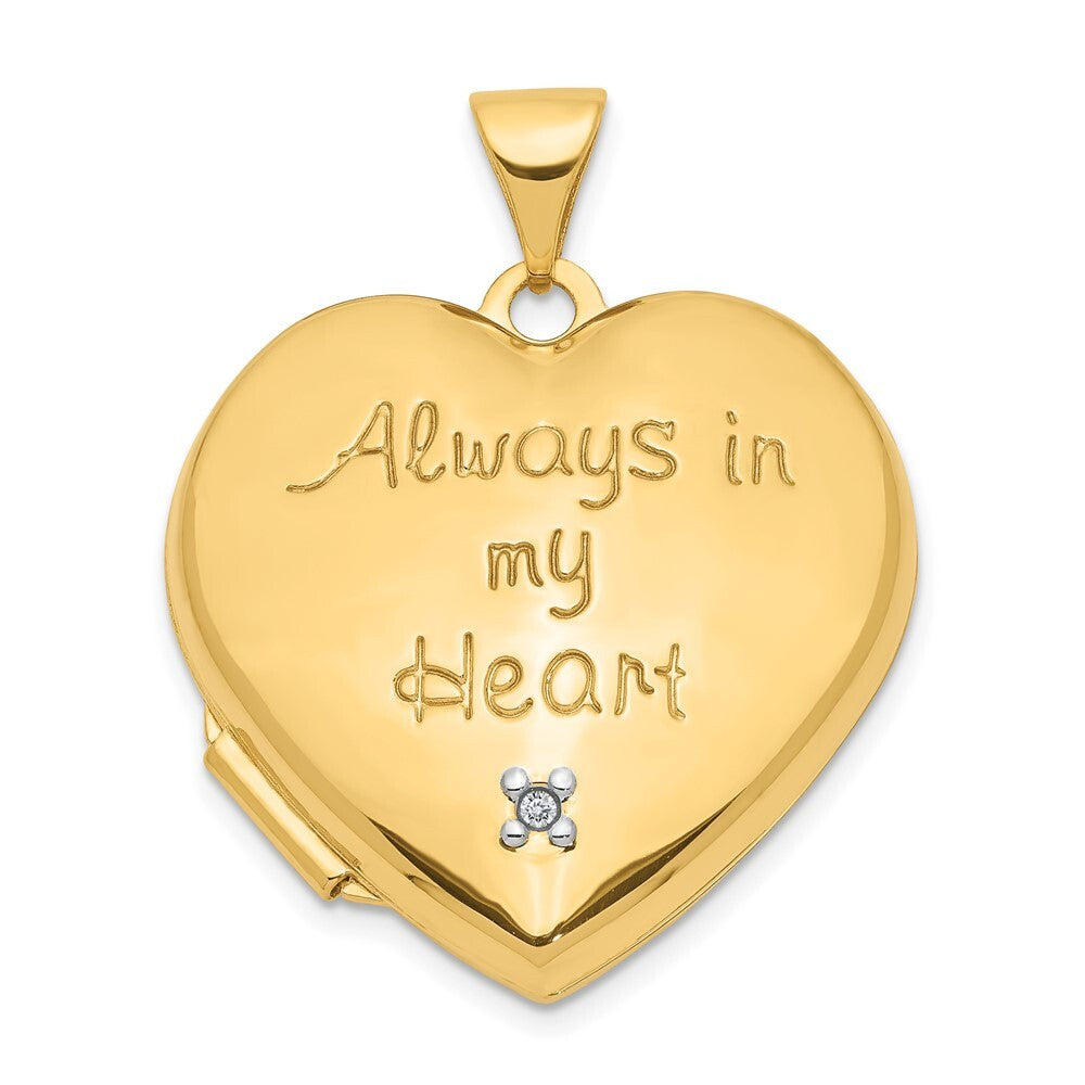 14k Two-tone Gold Diamond Always in my Heart Charm Pendant Locket