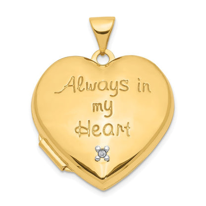 14k Two-tone Gold Diamond Always in my Heart Charm Pendant Locket