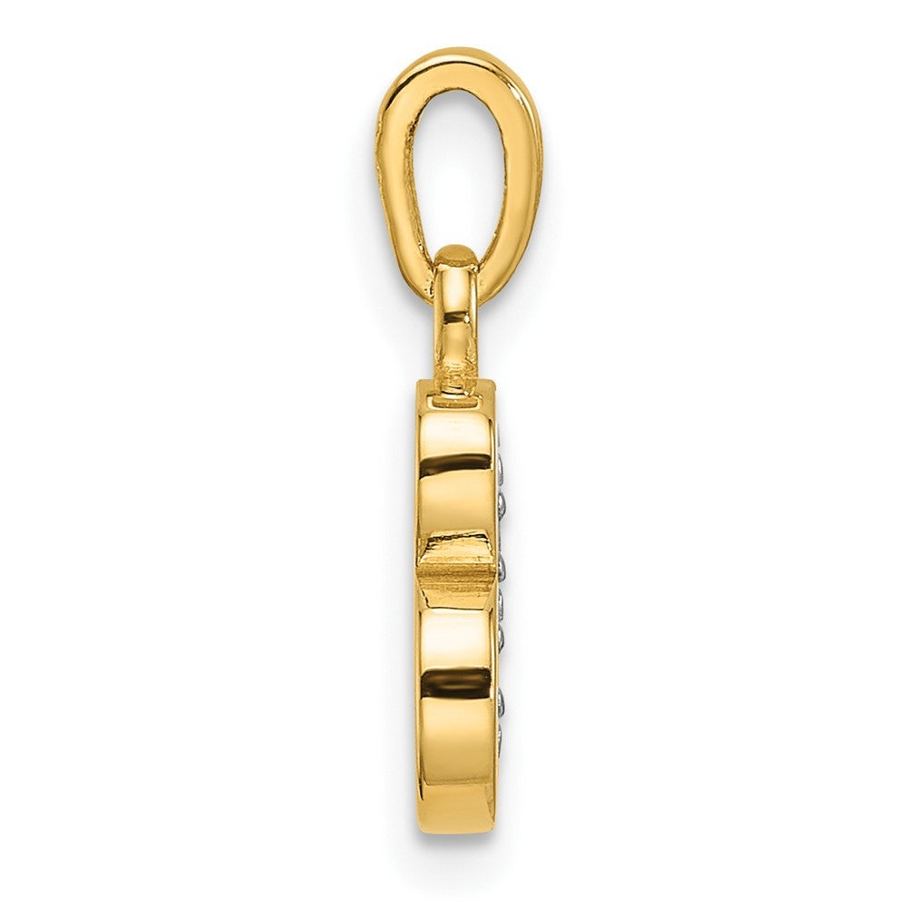 14k Yellow Gold with Rhodium Diamond Letter B Initial Pendant