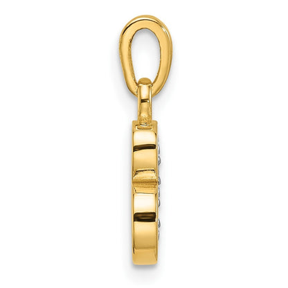14k Yellow Gold with Rhodium Diamond Letter B Initial Pendant