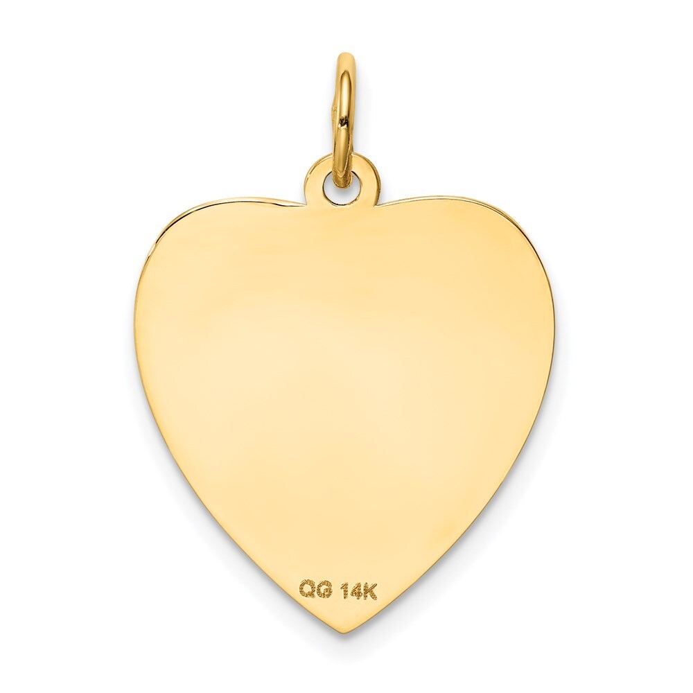 14k Yellow Gold Etched .018 Gauge Engravable Heart Disc Charm Pendant for Women