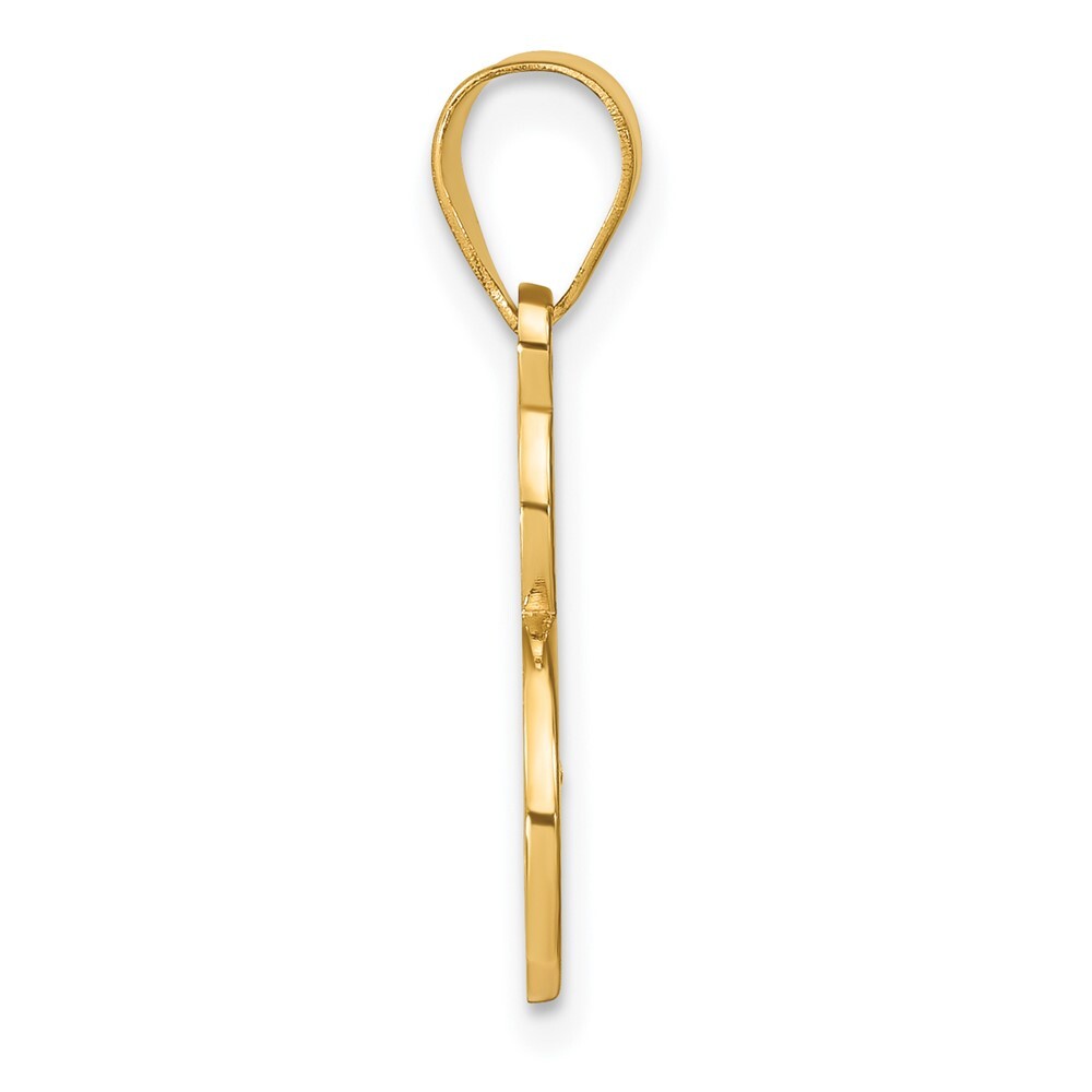 14k Yellow Gold Script Letter E Initial Pendant with Diamond for Women
