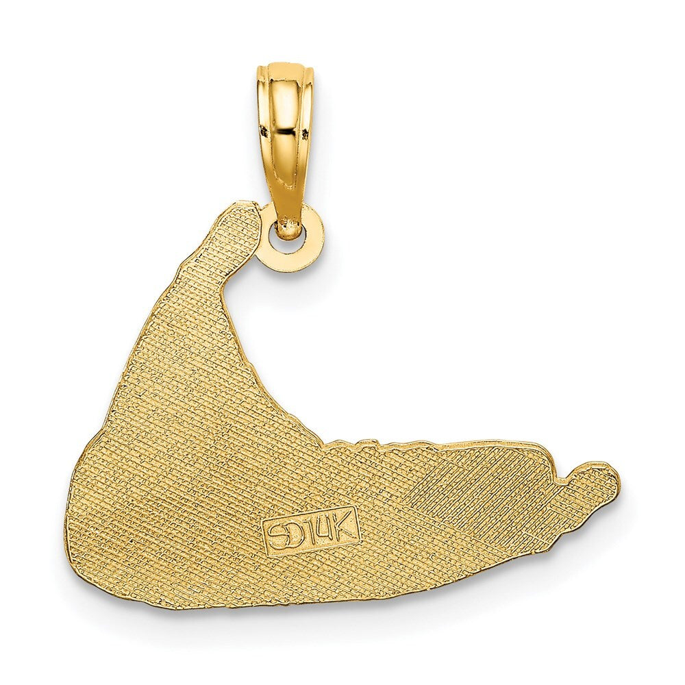 14k Yellow Gold NANTUCKET Map Charm Pendant for Women