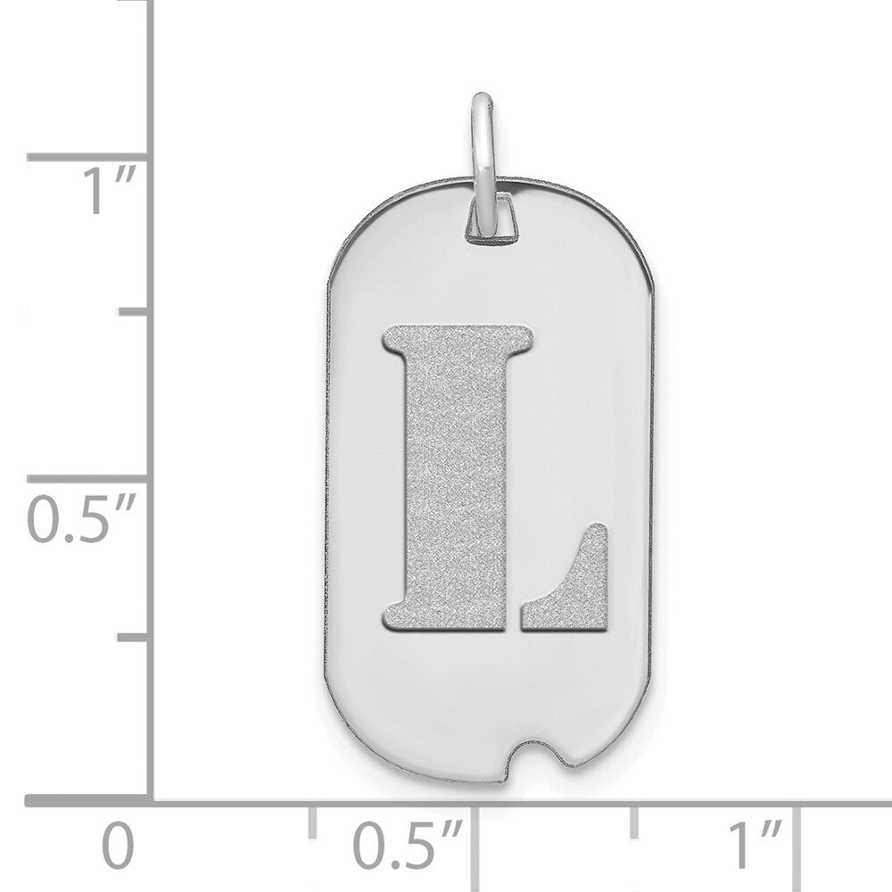14k White Gold Polished Letter L Initial Dog Tag Pendant for Women