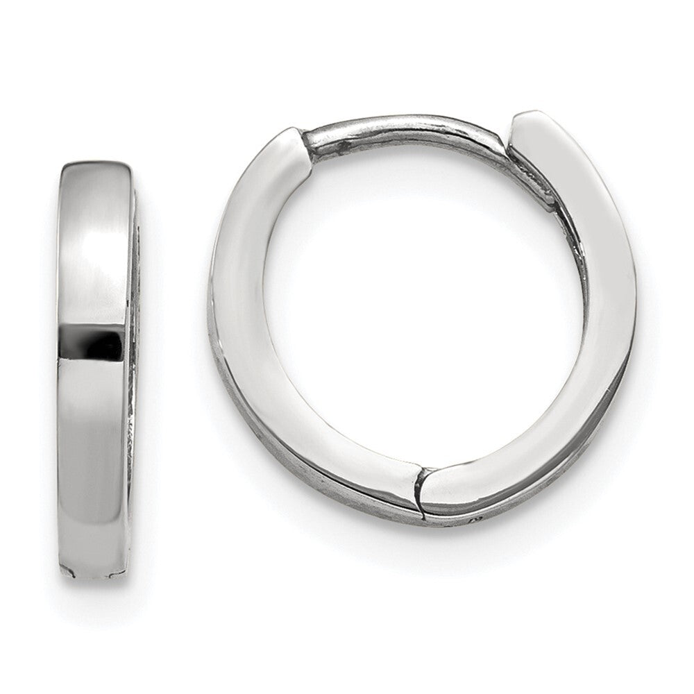 14k White Gold Round Hinged Hoop Earrings Gift for Women