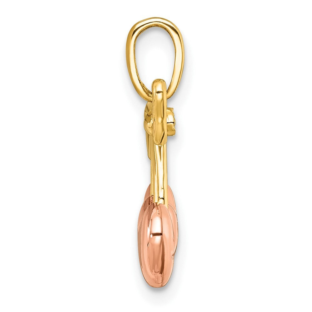 14k Yellow Gold with White Rhodium and Rose-plating  Heart Cherries Charm