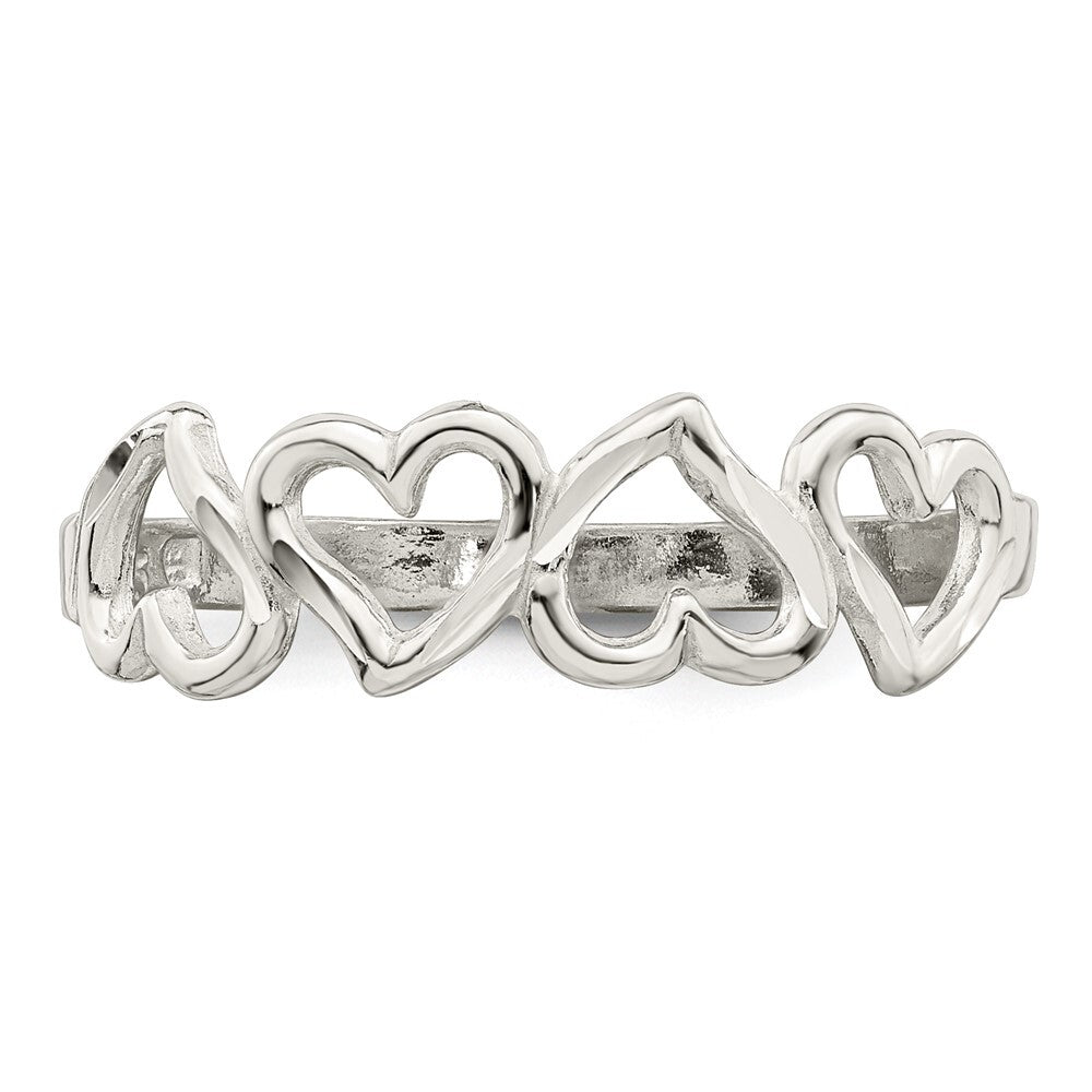 Sterling Silver Diamond-Cut Heart Ring Size 6