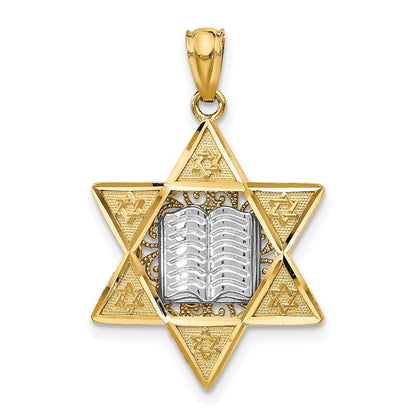 14k Two-tone Gold Star of David Pendant for Women