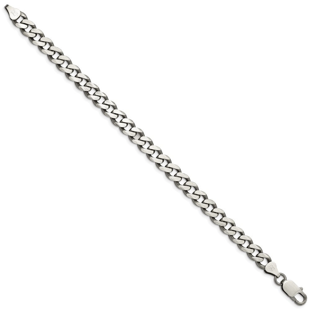 Sterling Silver Antiqued 7.5mm Curb Chain Bracelet