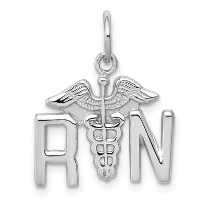 14k White Gold RN Charm Pendant for Women