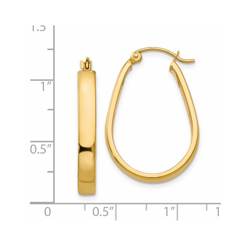 14k Yellow Gold Polished 3.5mm Oval Hoop Earrings Gift for Women