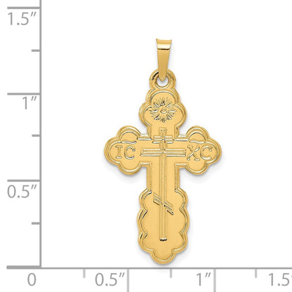 14k Yellow Gold Eastern Orthodox Cross Pendant for Women