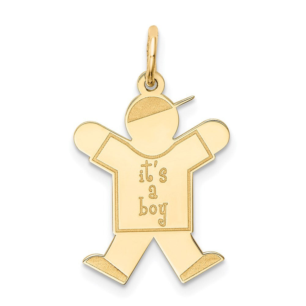 14k Yellow Gold Kid Charm Pendant for Women