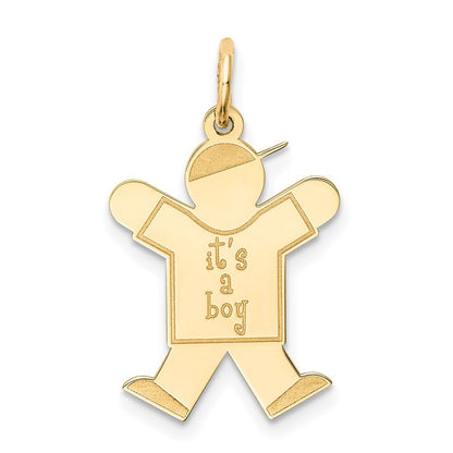 14k Yellow Gold Kid Charm Pendant for Women